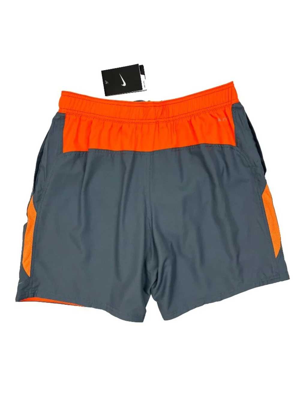 Nike NEW NWT Gray Bright Orange Swim Trunks Shorts Mesh Lined Swimsuit Mens M